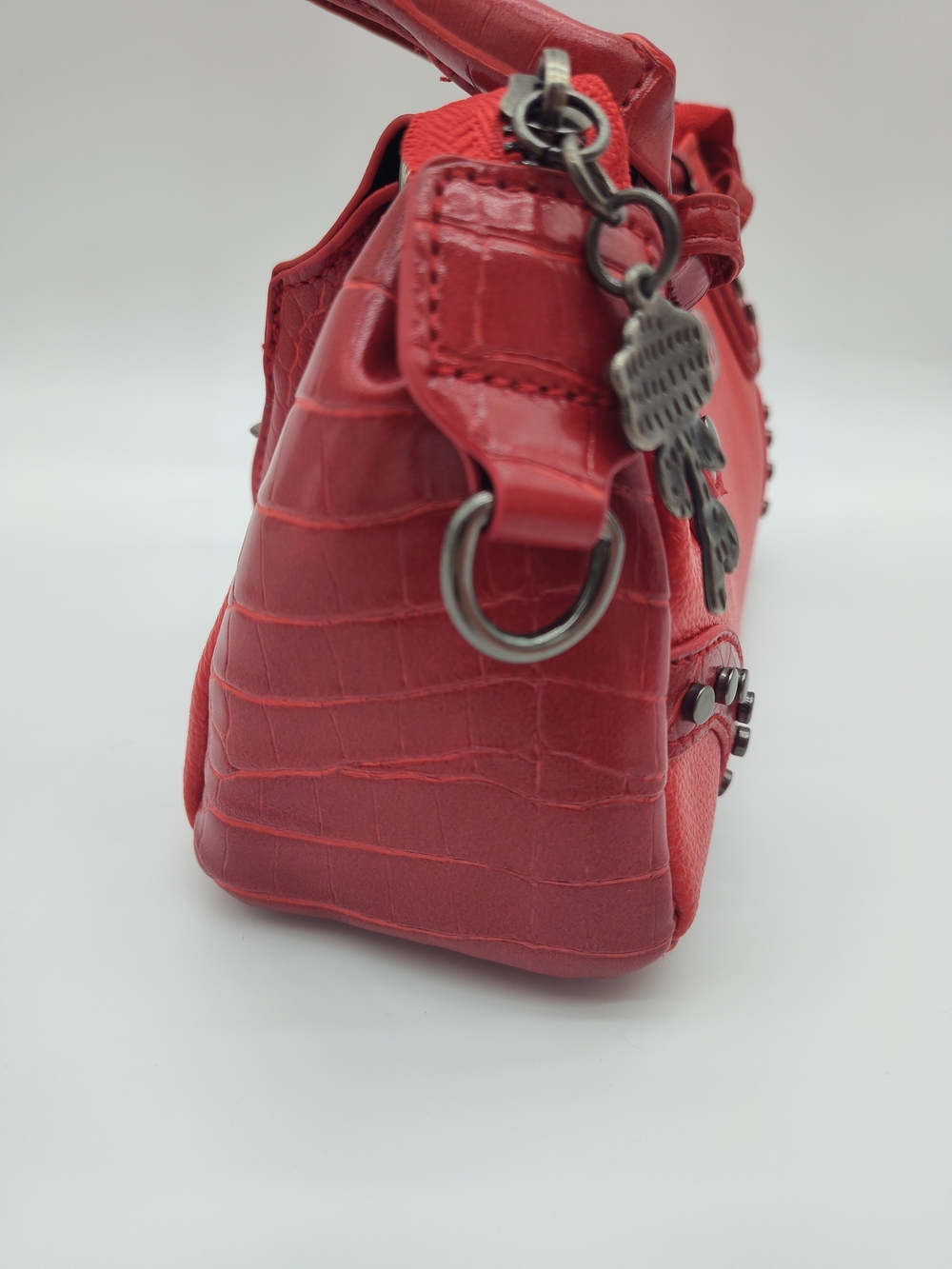 ED HARDY Red Mini Satchel Crossbody Bag NWT Love Charm Vegan Leather - Picture 5 of 16